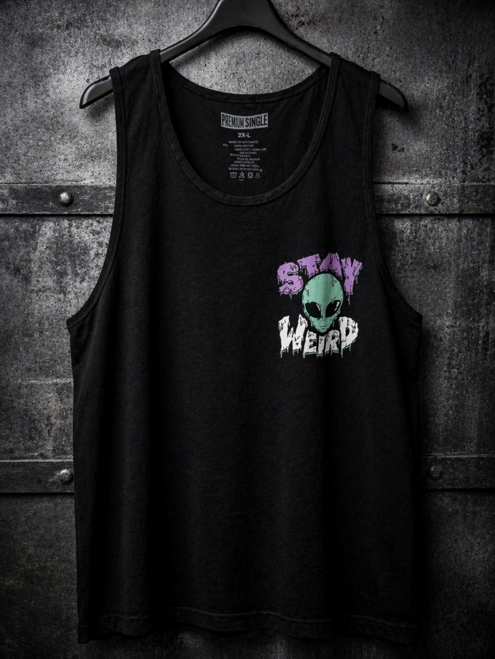 Alien Graphic Stay Weird Black Tank Top